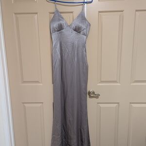 Jovani Silver Silk Dress